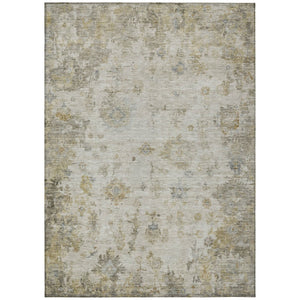 HomeRoots 9' Taupe and Blue Floral Washable Area Rug - Durable Indoor/Outdoor Design for High-Traffic Spaces 658373