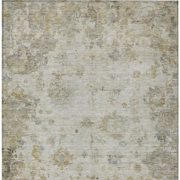 HomeRoots 10' Washable Taupe and Blue Floral Area Rug – Stylish Indoor Outdoor Design for High Traffic Areas 658374