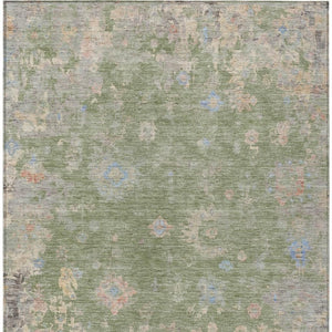 HomeRoots 8' X 10' Artichoke Green & Gray Floral Area Rug - Washable, Durable, Stylish for Indoor & Outdoor Use 658378