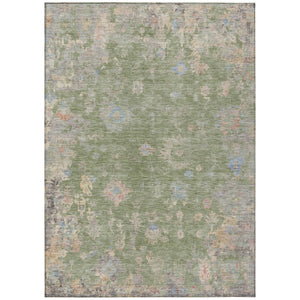 HomeRoots 8' X 10' Artichoke Green & Gray Floral Area Rug - Washable, Durable, Stylish for Indoor & Outdoor Use 658378