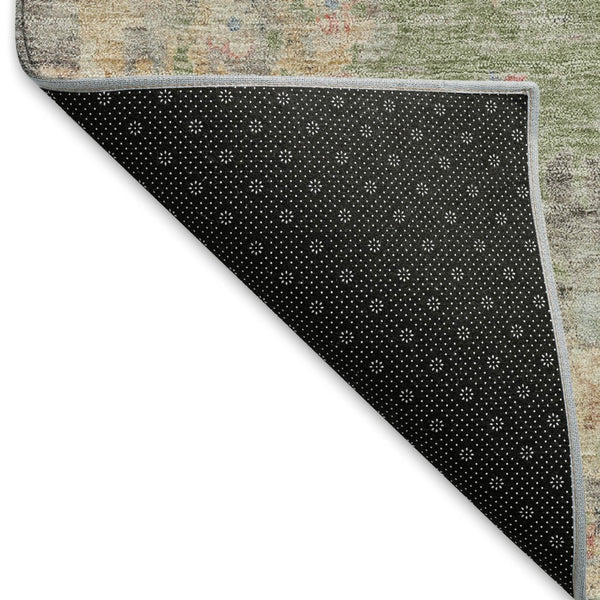 HomeRoots 8' X 10' Artichoke Green & Gray Floral Area Rug - Washable, Durable, Stylish for Indoor & Outdoor Use 658378