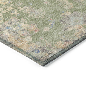 HomeRoots 8' X 10' Artichoke Green & Gray Floral Area Rug - Washable, Durable, Stylish for Indoor & Outdoor Use 658378