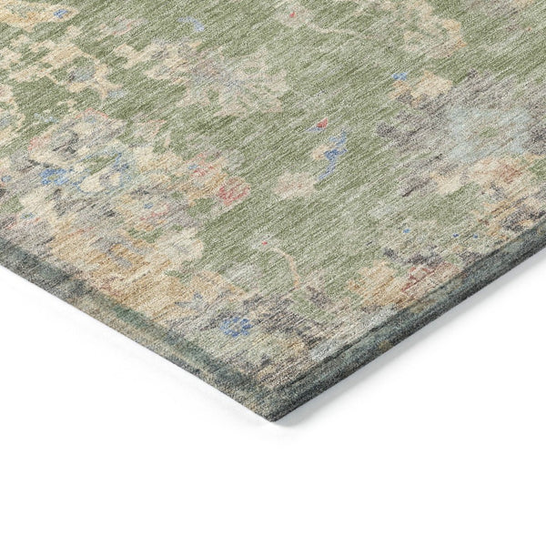 HomeRoots 8' X 10' Artichoke Green & Gray Floral Area Rug - Washable, Durable, Stylish for Indoor & Outdoor Use 658378