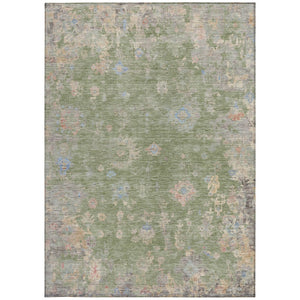 HomeRoots 10' X 14' Artichoke Green Floral Washable Rug - Stylish Indoor/Outdoor Design for High-Traffic Areas 658380