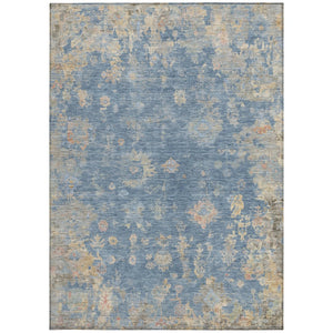 HomeRoots 10' Blue and Gold Floral Area Rug - Durable, Washable Indoor/Outdoor Rug for High-Traffic Spaces 658386