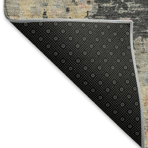 HomeRoots 9' Charcoal and Beige Floral Area Rug - Durable, Washable Design for Indoor & Outdoor Elegance 658391