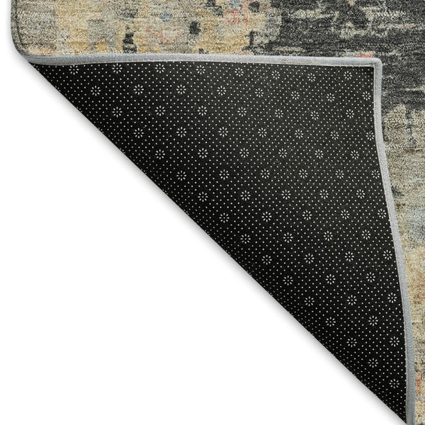 HomeRoots 9' Charcoal and Beige Floral Area Rug - Durable, Washable Design for Indoor & Outdoor Elegance 658391