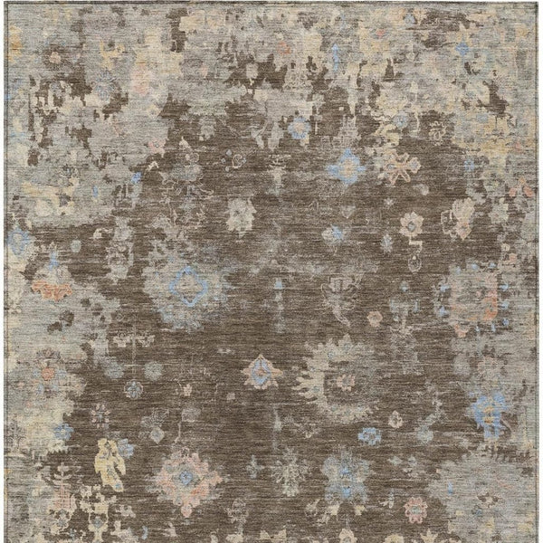 HomeRoots 5' X 8' Floral Indoor/Outdoor Area Rug - Durable, Washable, Stain-Resistant, Perfect for High-Traffic Spaces 658394