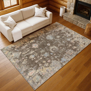 HomeRoots 5' X 8' Floral Indoor/Outdoor Area Rug - Durable, Washable, Stain-Resistant, Perfect for High-Traffic Spaces 658394