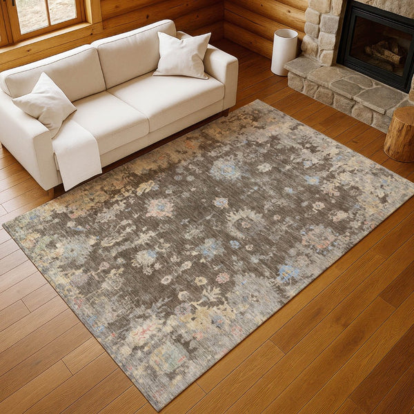 HomeRoots 5' X 8' Floral Indoor/Outdoor Area Rug - Durable, Washable, Stain-Resistant, Perfect for High-Traffic Spaces 658394