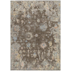 HomeRoots 10' Chocolate and Beige Floral Washable Area Rug - Durable Indoor/Outdoor Comfort for High Traffic Spaces 658398