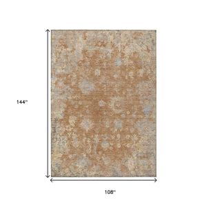 HomeRoots 9' X 12' Copper Floral Washable Area Rug – Stylish Indoor & Outdoor Decor for Every Space! 658403