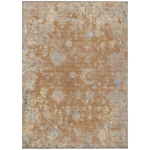 HomeRoots 10' Copper & Beige Floral Washable Area Rug - Durable Indoor/Outdoor Design for High-Traffic Spaces 658404