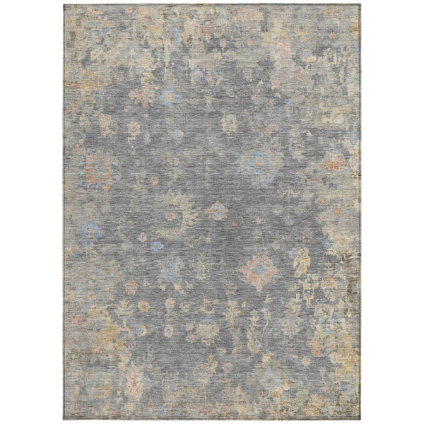 HomeRoots 5' X 8' Gray Beige Floral Washable Area Rug - Durable, Stylish, Indoor/Outdoor, Easy Care & Soft 658406