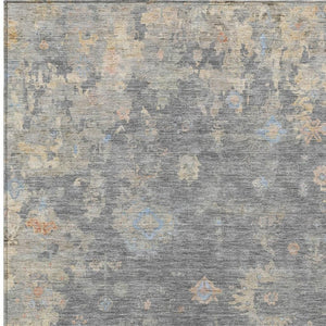 HomeRoots 5' X 8' Gray Beige Floral Washable Area Rug - Durable, Stylish, Indoor/Outdoor, Easy Care & Soft 658406