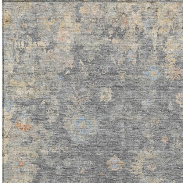 HomeRoots 5' X 8' Gray Beige Floral Washable Area Rug - Durable, Stylish, Indoor/Outdoor, Easy Care & Soft 658406