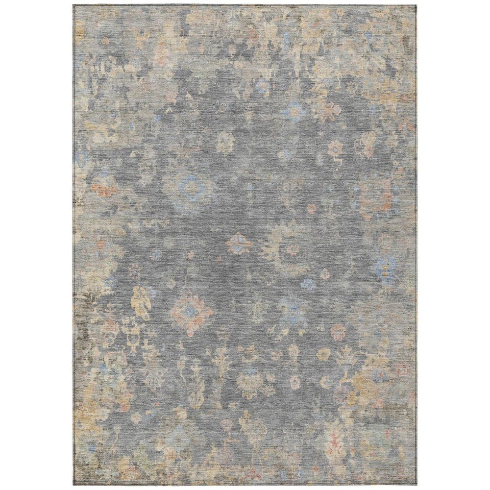 HomeRoots 8' X 10' Gray and Beige Floral Washable Area Rug – Durable, Stylish, Perfect for Indoor & Outdoor Use! 658408