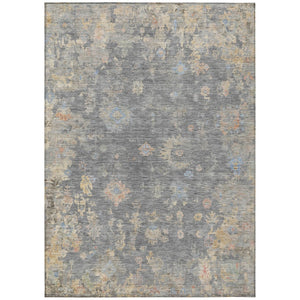 HomeRoots 8' X 10' Gray and Beige Floral Washable Area Rug – Durable, Stylish, Perfect for Indoor & Outdoor Use! 658408