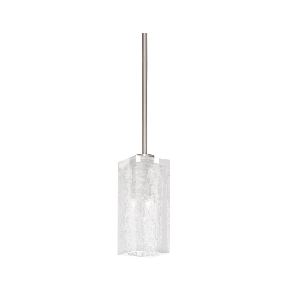Wildwood Lucallan Ice-Textured Acrylic Pendant Light With Satin Nickel Rod — Ambient, Modern Bar & Island Illumination 65841