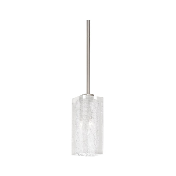 Wildwood Lucallan Ice-Textured Acrylic Pendant Light With Satin Nickel Rod — Ambient, Modern Bar & Island Illumination 65841