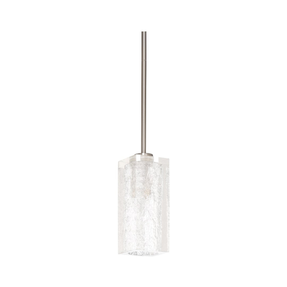 Wildwood Lucallan Ice-Textured Acrylic Pendant Light With Satin Nickel Rod — Ambient, Modern Bar & Island Illumination 65841