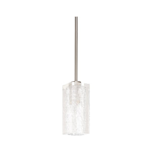 Wildwood Lucallan Ice-Textured Acrylic Pendant Light With Satin Nickel Rod — Ambient, Modern Bar & Island Illumination 65841