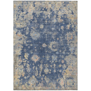 HomeRoots 9' X 12' Washable Floral Area Rug in Navy, Gray & Beige - Elegant Indoor/Outdoor Decor Solution! 658415