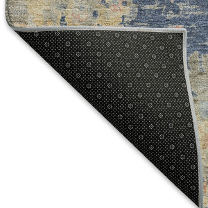 HomeRoots 9' X 12' Washable Floral Area Rug in Navy, Gray & Beige - Elegant Indoor/Outdoor Decor Solution! 658415