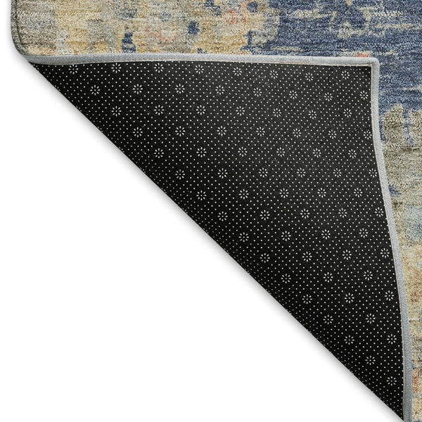 HomeRoots 9' X 12' Washable Floral Area Rug in Navy, Gray & Beige - Elegant Indoor/Outdoor Decor Solution! 658415