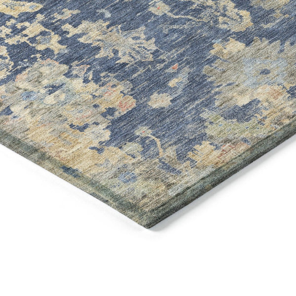 HomeRoots 9' X 12' Washable Floral Area Rug in Navy, Gray & Beige - Elegant Indoor/Outdoor Decor Solution! 658415