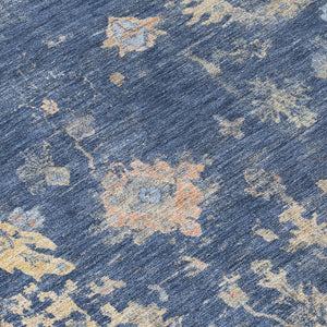 HomeRoots 9' X 12' Washable Floral Area Rug in Navy, Gray & Beige - Elegant Indoor/Outdoor Decor Solution! 658415