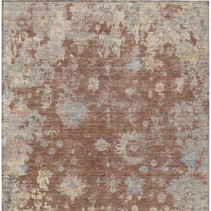 HomeRoots 5' X 8' Chili Red and Beige Floral Washable Area Rug – Durable, Stylish, Perfect for Indoor & Outdoor Use! 658418
