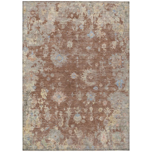 HomeRoots 5' X 8' Chili Red and Beige Floral Washable Area Rug – Durable, Stylish, Perfect for Indoor & Outdoor Use! 658418