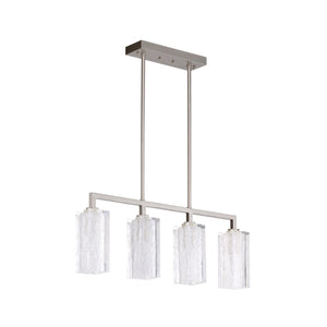 Wildwood Lucallan Satin Nickel 4-Light Linear Pendant With Ice-Textured Acrylic Shades For Islands (41") 65842