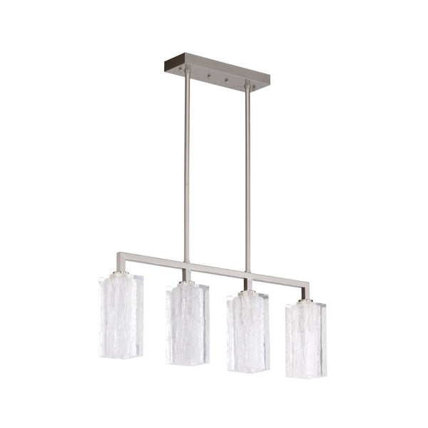 Wildwood Lucallan Satin Nickel 4-Light Linear Pendant With Ice-Textured Acrylic Shades For Islands (41") 65842