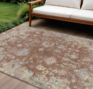 HomeRoots 8' X 10' Chili Red Floral Area Rug - Durable, Washable Design for Indoor & Outdoor Spaces, Easy Care 658420