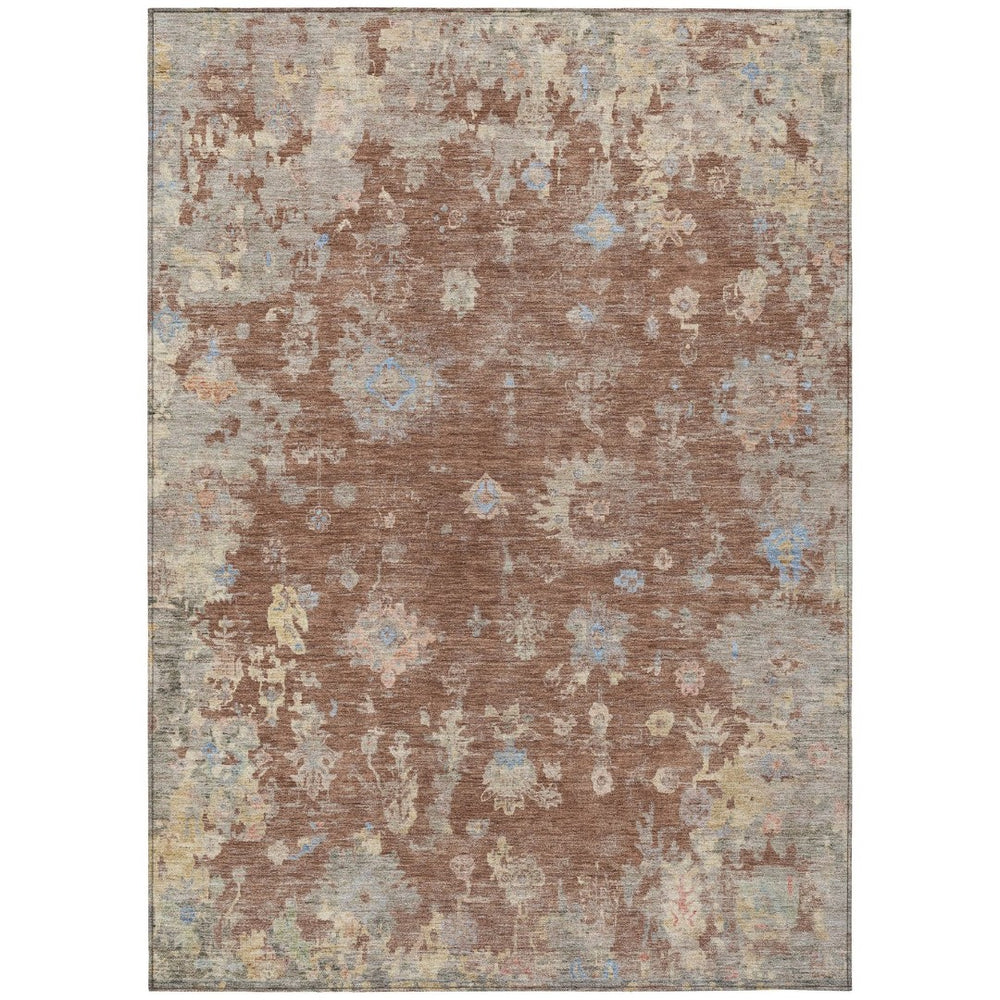 HomeRoots 8' X 10' Chili Red Floral Area Rug - Durable, Washable Design for Indoor & Outdoor Spaces, Easy Care 658420