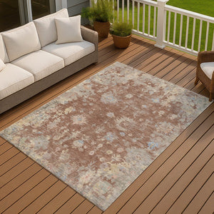 HomeRoots 9' Chili Red & Beige Floral Area Rug - Washable, Durable, Indoor/Outdoor Use for Stylish Spaces 658421