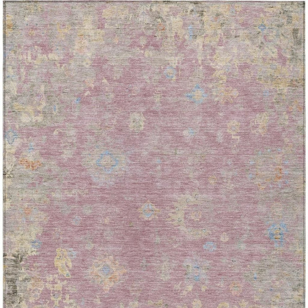 HomeRoots 8' X 10' Floral Washable Area Rug in Pink, Beige & Gray - Durable, Stylish for Indoor/Outdoor Use! 658426