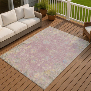 HomeRoots 8' X 10' Floral Washable Area Rug in Pink, Beige & Gray - Durable, Stylish for Indoor/Outdoor Use! 658426