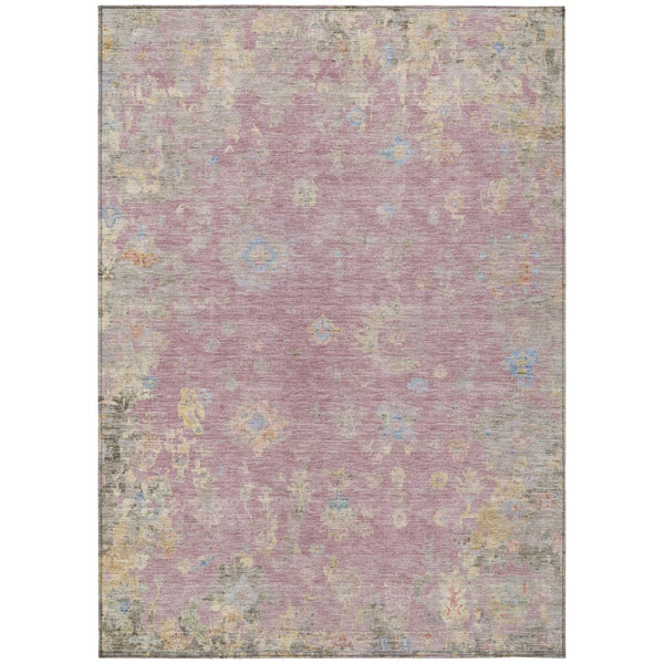 HomeRoots 9' Indoor Outdoor Washable Floral Area Rug in Soft Pink, Beige & Gray - Perfect for High-Traffic Spaces 658427