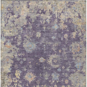 HomeRoots 5' Floral Washable Area Rug in Plum Beige & Gray - Durable Indoor/Outdoor Design for Any Space 658430