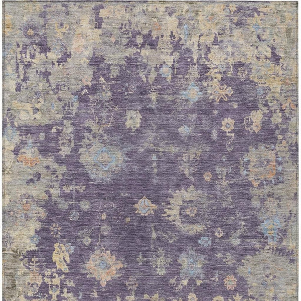 HomeRoots 5' Floral Washable Area Rug in Plum Beige & Gray - Durable Indoor/Outdoor Design for Any Space 658430