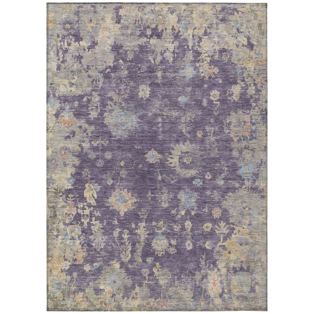 HomeRoots 5' Floral Washable Area Rug in Plum Beige & Gray - Durable Indoor/Outdoor Design for Any Space 658430
