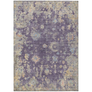 HomeRoots 5' Floral Washable Area Rug in Plum Beige & Gray - Durable Indoor/Outdoor Design for Any Space 658430