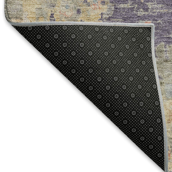 HomeRoots 8' Round Floral Area Rug in Plum, Beige & Gray - Washable, Durable for Indoor/Outdoor Use! 658431