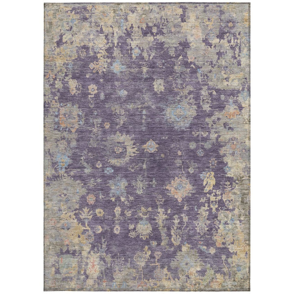 HomeRoots 8' X 10' Floral Indoor Outdoor Area Rug in Plum Beige & Gray - Durable, Washable & Versatile Design 658432