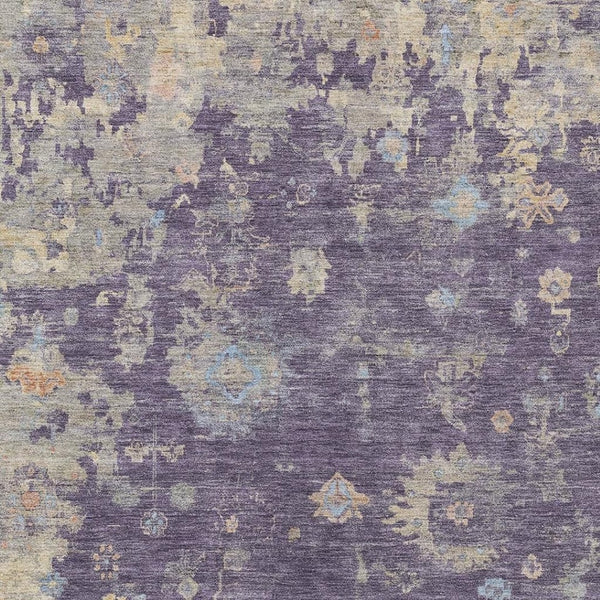 HomeRoots 9' X 12' Stylish Plum Beige & Gray Floral Washable Area Rug for Indoor & Outdoor High Traffic Use 658433