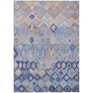 HomeRoots 9' Blue and Taupe Geometric Area Rug - Stylish, Washable, and Durable for Indoor & Outdoor Spaces 658445