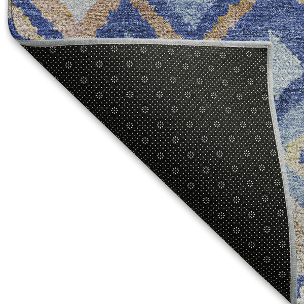 HomeRoots 10' X 14' Geometric Blue and Taupe Washable Area Rug for Indoor/Outdoor Use - Stylish & Durable! 658446
